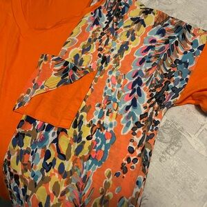 Sew In Love Orange Blouse with Multicolor Pattern